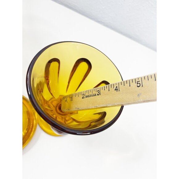 VTG Viking Art Glass MCM Six Petal Amber Covered Candy Dish w/Lid Approx 8" EUC - Picture 8 of 8